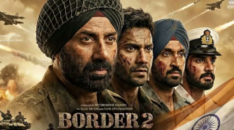 A gritty image of four intense soldiers in combat gear, representing the theme of border security an.
