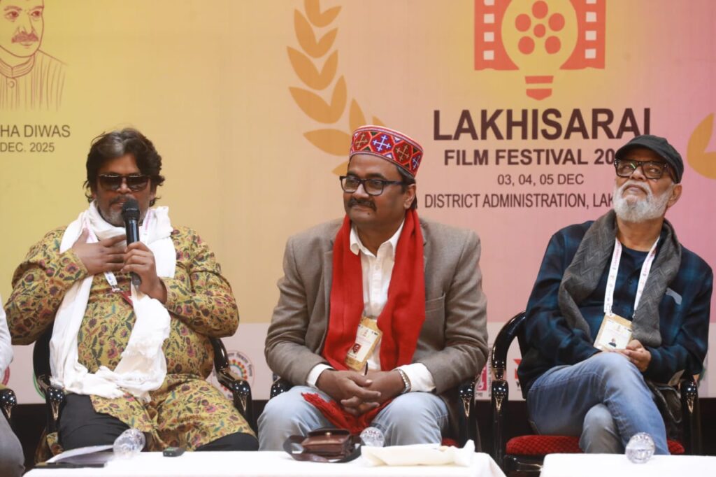 Thought-provoking panel discussion at Lakshisarai Film Festival promoting cultural awareness.