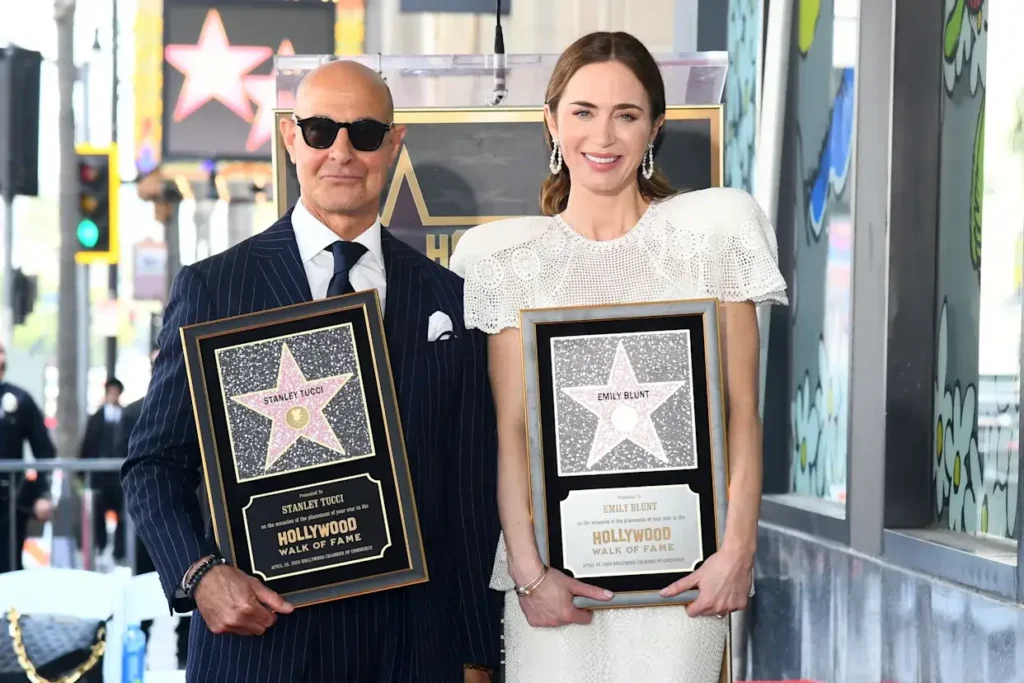 Emily Blunt and Stanley Tucci Receive Hollywood Walk of Fame Stars