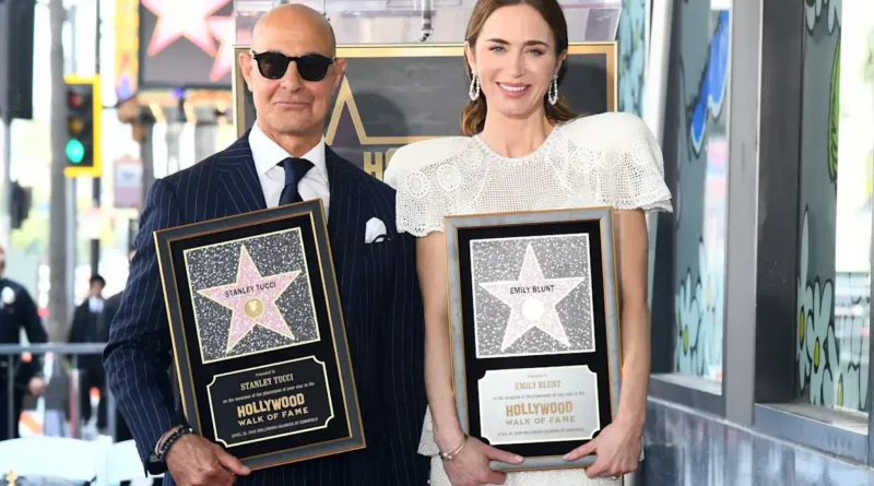 Emily Blunt and Stanley Tucci Receive Hollywood Walk of Fame Stars