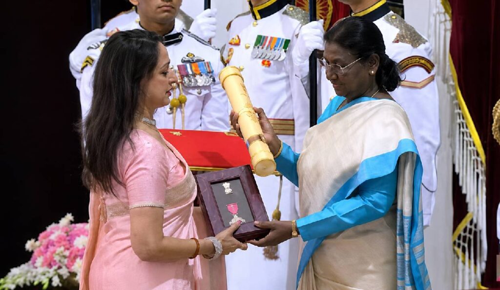 Hema Malini and Ahana Deol at the Padma Ceremony