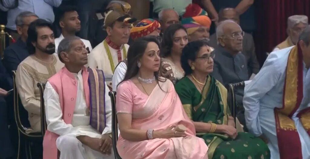 Hema Malini and Ahana Deol at the Padma Ceremony