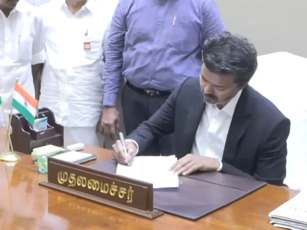 Vijay Thalapathy CM, Tamil Nadu Chief Minister Vijay, Joseph Vijay, Vijay Swearing In, TVK Party Government, Vijay Tamil Nadu Politics, Chennai Swearing In Ceremony